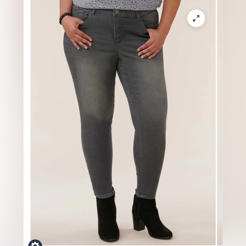 Democracy Modern "Ab"solution® High Rise Ankle Length Grey Plus Skinny‎ Jeans 16